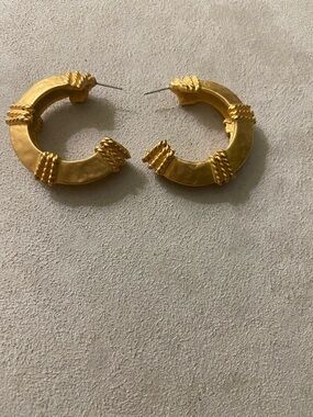 Gold Textured Chunky Hoop Earrings for Women